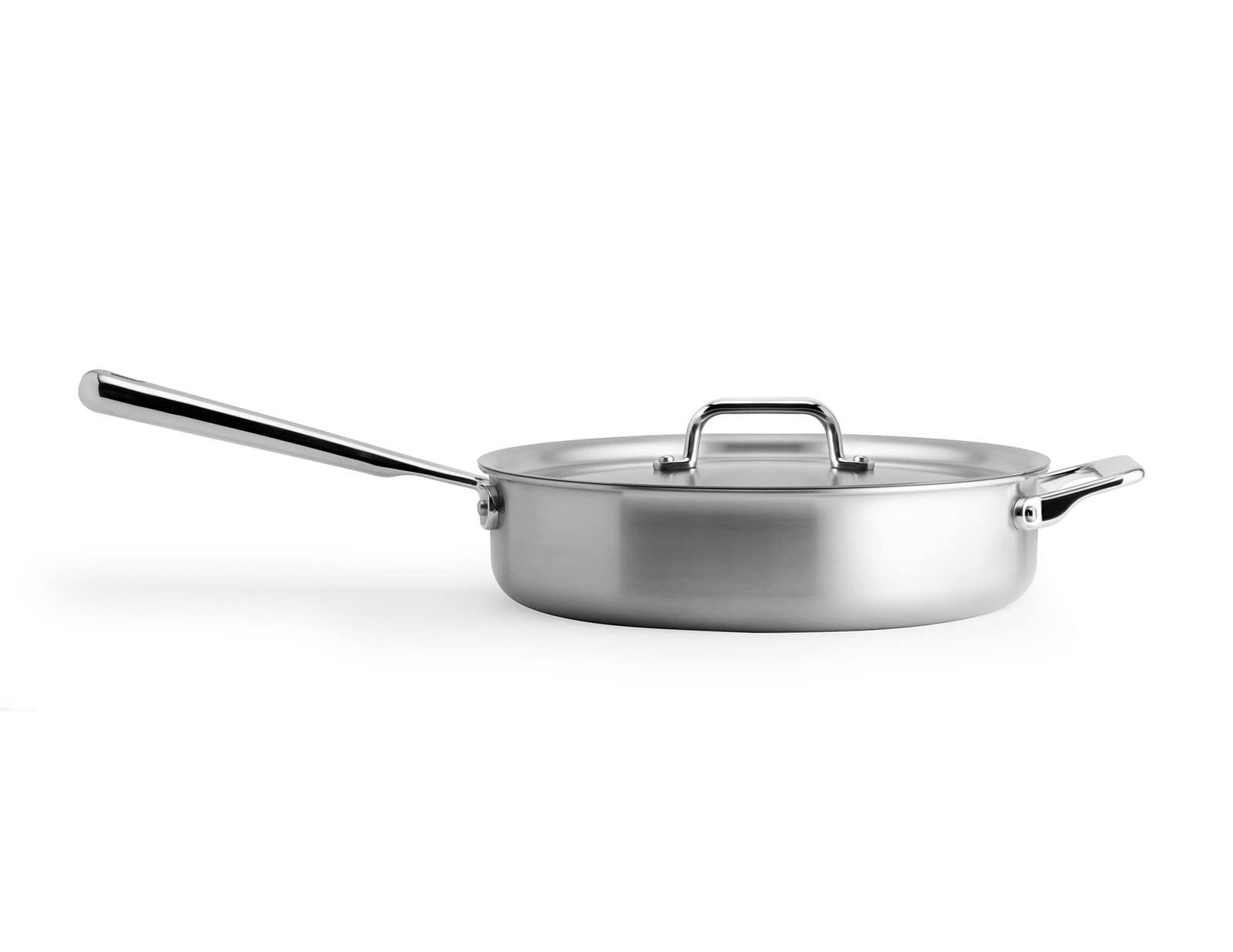 Misen 3 QT Stainless Steel Sauté Pan with Lid - Deep Frying Pan - Large 5-Ply Steel Cooking Pan