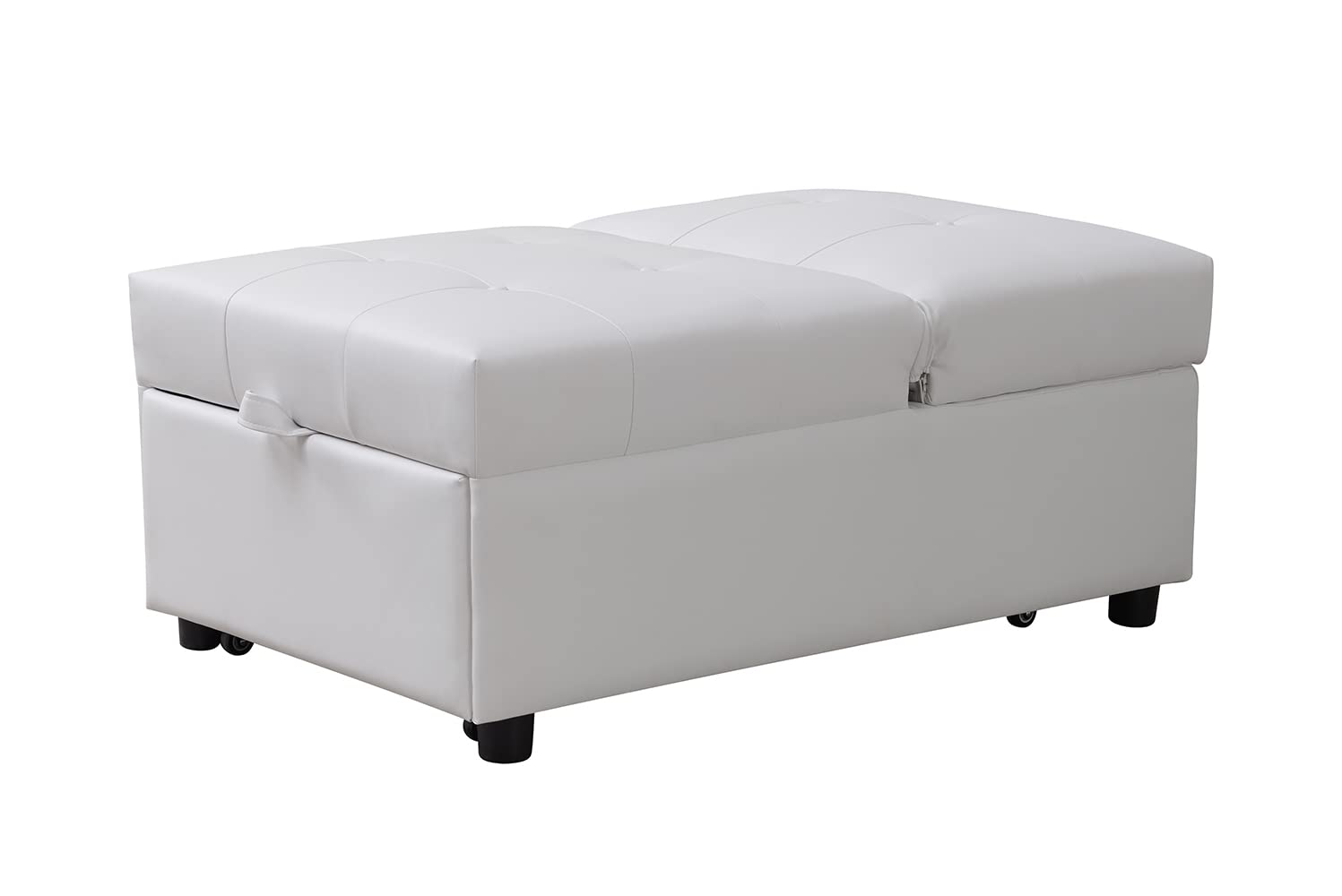 Kings Brand Furniture - Multi-Function Ottoman, Sofa Bed Sleeper, Convertible Chair, White