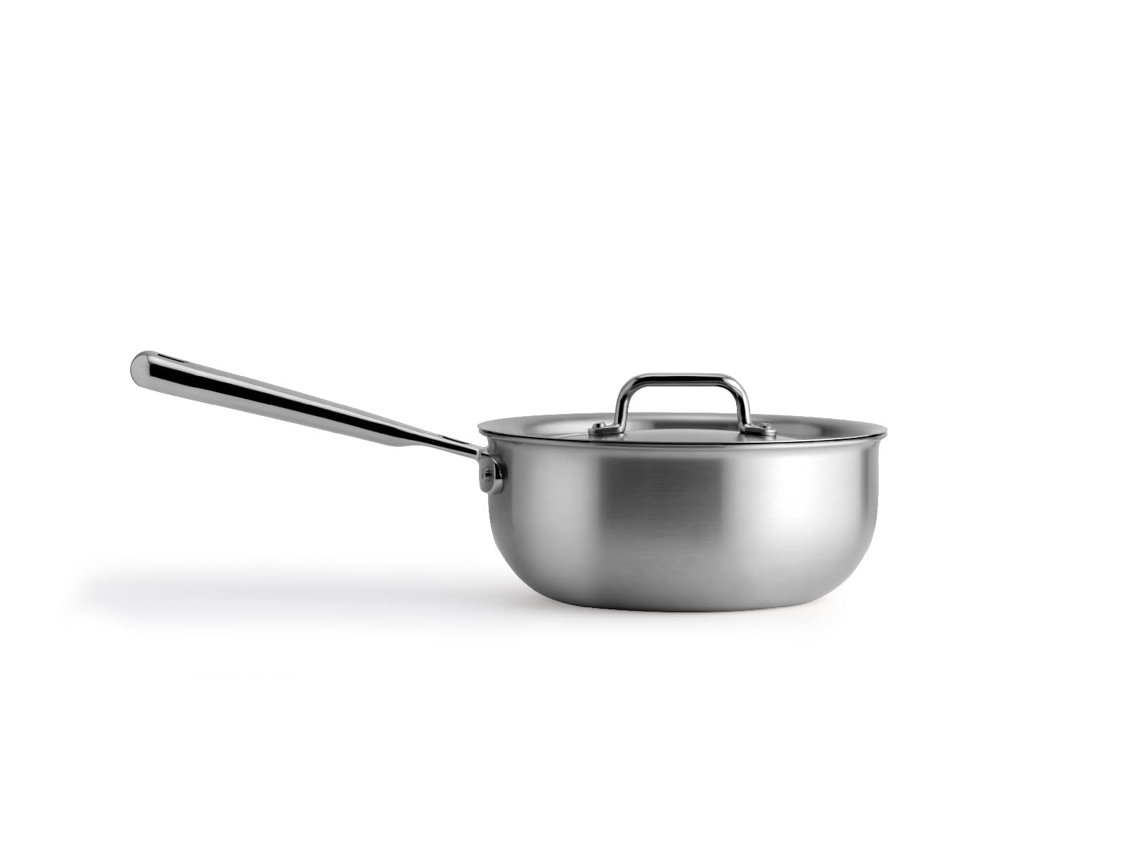 Misen 2 QT Stainless Steel Saucier Pan with Lid - 5-Ply Steel Sauce Pan