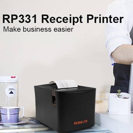 Rongta Thermal Receipt Printer, 80mm High-Speed POS Printer with Auto Cutter, 250mm/s, Ideal for Kitchen & Small Business, Compatible with Windows, Linux, MacOS