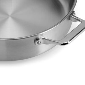 Misen 3 QT Stainless Steel Sauté Pan with Lid - Deep Frying Pan - Large 5-Ply Steel Cooking Pan