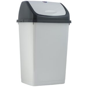 Superio Kitchen Trash Can 13 Gallon with Swing Lid, Plastic Tall Garbage Can Outdoor and Indoor, Large 52 Qt Recycle Bin and Waste Basket for Home, Office, Garage, Patio, Restaraunt (Smoke)