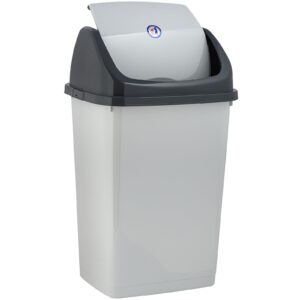 Superio Kitchen Trash Can 13 Gallon with Swing Lid, Plastic Tall Garbage Can Outdoor and Indoor, Large 52 Qt Recycle Bin and Waste Basket for Home, Office, Garage, Patio, Restaraunt (Smoke)