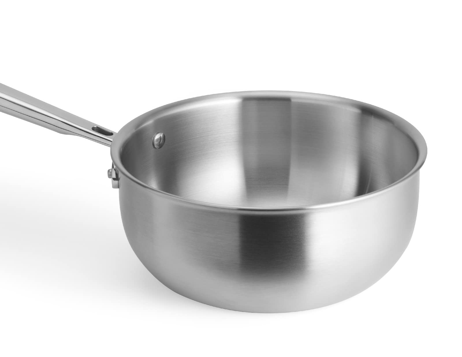 Misen 2 QT Stainless Steel Saucier Pan with Lid - 5-Ply Steel Sauce Pan