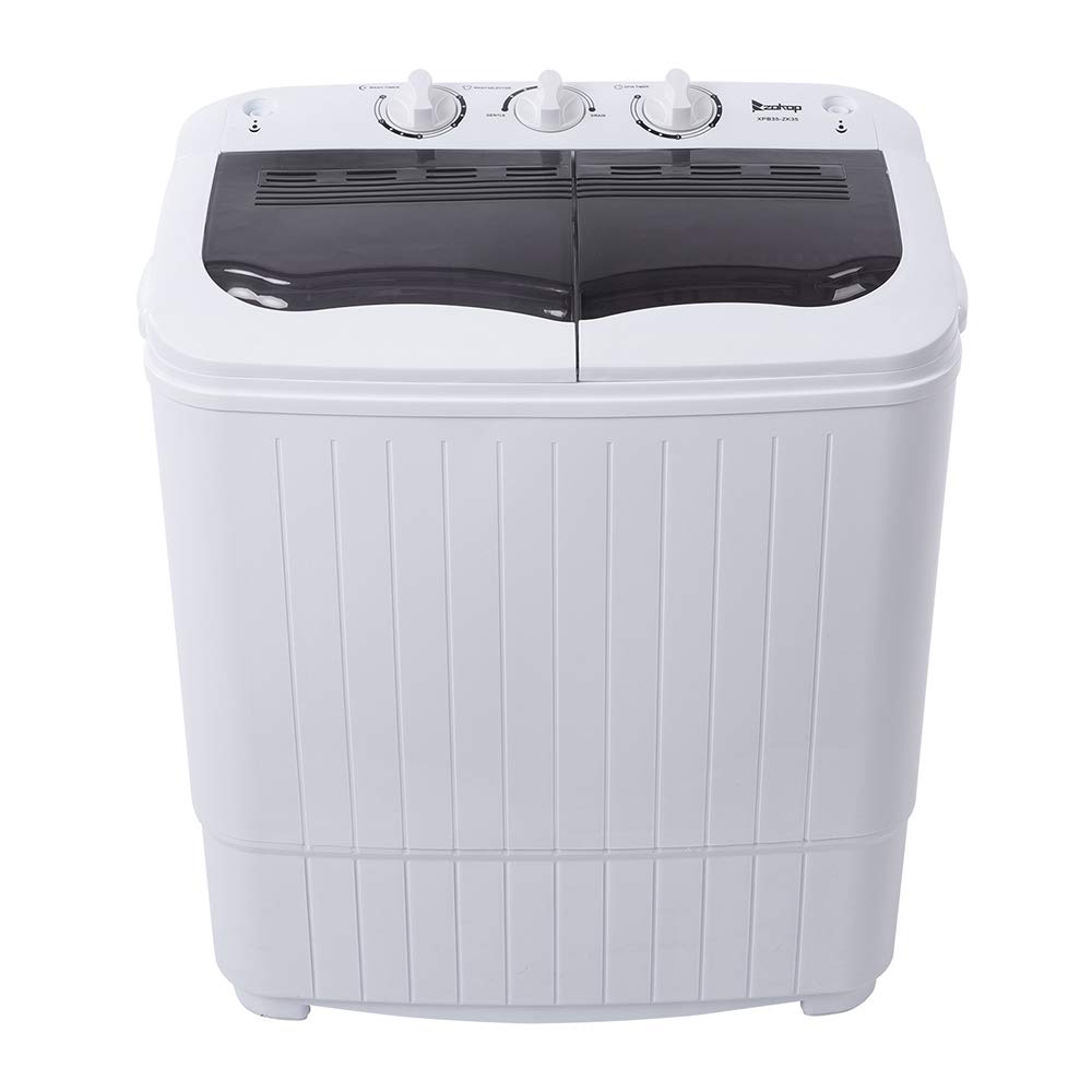 Portable Compact Twin Tub Washing Machine,Portable Laundry Washer,with Built-in Drain Pump Semi-automatic Cover Washing Machine for Camping, Apartments, Dorms, College Rooms (14.3Lbs Capacity,B)