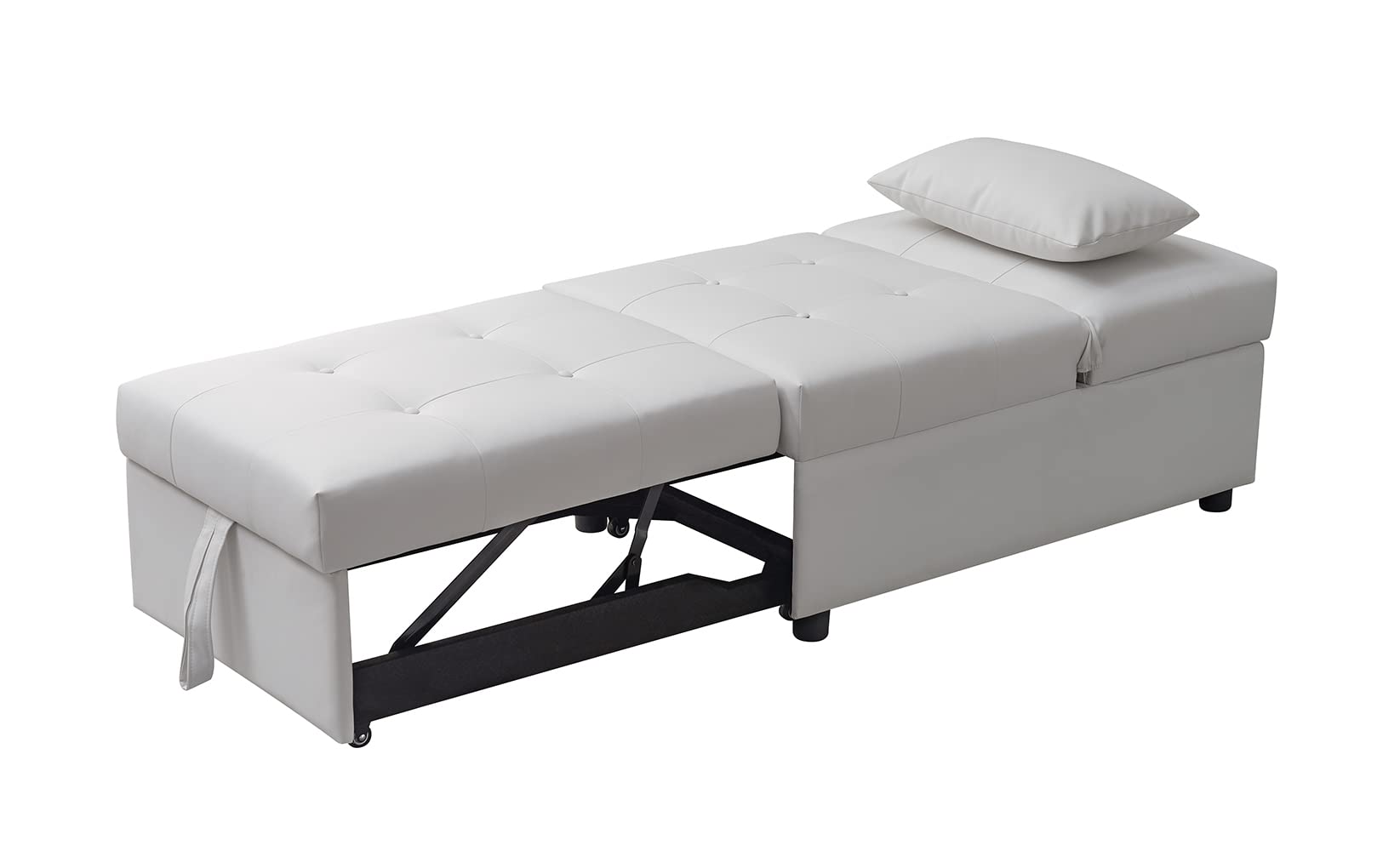 Kings Brand Furniture - Multi-Function Ottoman, Sofa Bed Sleeper, Convertible Chair, White