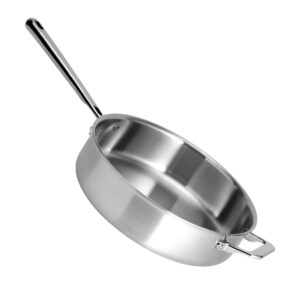 Misen 3 QT Stainless Steel Sauté Pan with Lid - Deep Frying Pan - Large 5-Ply Steel Cooking Pan