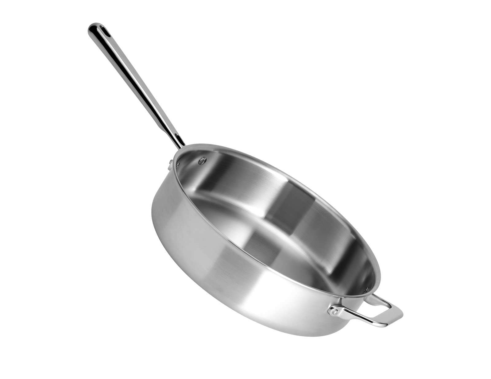 Misen 3 QT Stainless Steel Sauté Pan with Lid - Deep Frying Pan - Large 5-Ply Steel Cooking Pan