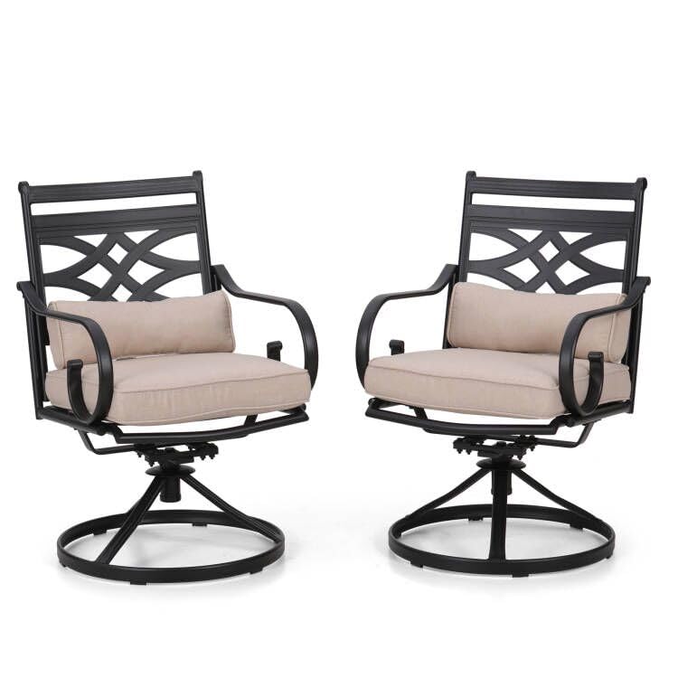 Sophia and William Patio Swivel Dining Chairs Set of 2, Outdoor Metal Armchairs, Outdoor Dining Chairs