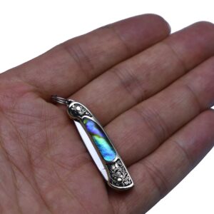 JPCRMOV Compact Pocket Knife Keychain for Women, Mini Folding Knife, Tiny EDC Knife, Abalone Shell Handle, Blade Length 1.06", Weighs only 9 Grams