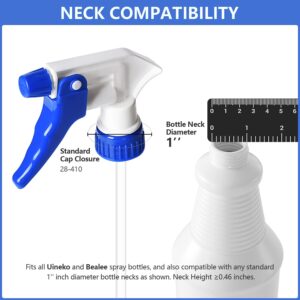 6 Pack Universal Spray Bottle Replacement Nozzle, Mist & Stream Trigger Sprayer for 16oz 24oz 32oz Bottles, Heavy Duty Mister Head Part w/ 10.2 Inch Tube for Cleaning Solutions, Car Detailing