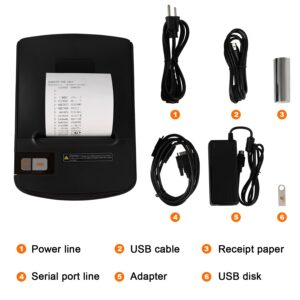 Rongta Thermal Receipt Printer, 80mm High-Speed POS Printer with Auto Cutter, 250mm/s, Ideal for Kitchen & Small Business, Compatible with Windows, Linux, MacOS