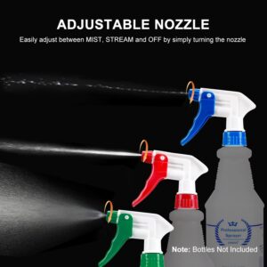 6 Pack Universal Spray Bottle Replacement Nozzle, Mist & Stream Trigger Sprayer for 16oz 24oz 32oz Bottles, Heavy Duty Mister Head Part w/ 10.2 Inch Tube for Cleaning Solutions, Car Detailing