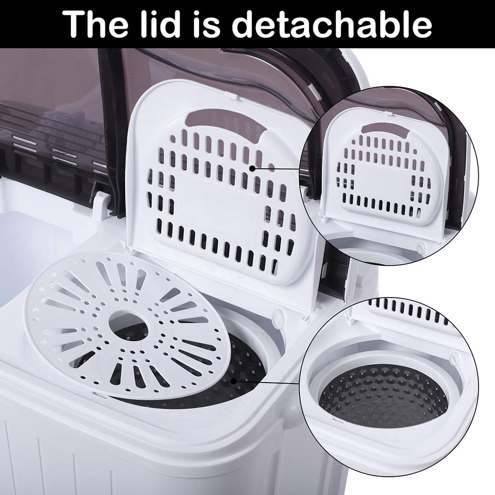 Portable Compact Twin Tub Washing Machine,Portable Laundry Washer,with Built-in Drain Pump Semi-automatic Cover Washing Machine for Camping, Apartments, Dorms, College Rooms (14.3Lbs Capacity,B)