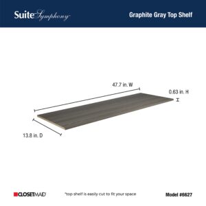 ClosetMaid SuiteSymphony Wood Top Closet Shelf, 48-Inch Wide, Graphite Grey