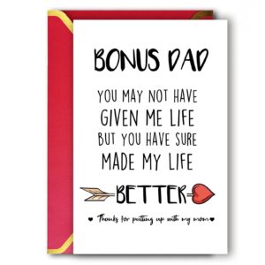 ziwenhu bonus dad fathers day card,dad birthday gifts from stepdaughter stepson,fathers day card for stepdad,thanks for putting up with my mom card