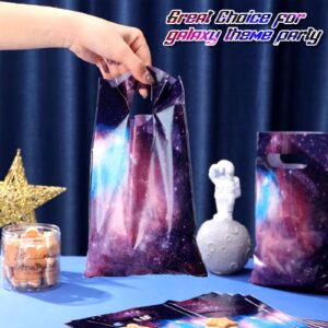 50 Packs Galaxy Party Favor Bags Candy Favor Bags Goodie Bags Galaxy Party Supplies Outer Space Party Favors Treat Bags Starry Plastic Gift Bags for Kids Birthday Party Baby Shower (Purple Galaxy)