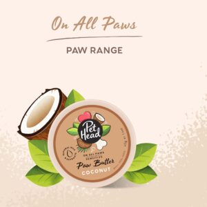 PET Head On All Paws Coconut Paw Butter 1.4 oz. Nourishing Paw Balm, Moisturizes Paws and Noses to Leave Them Soft and Crack-Free, Lickable, Gentle Formula for Puppies. Made in USA