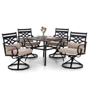 sophia and william swivel patio dining set for 4, outdoor table and chairs, removable seat cushions, black 42" round patio dining table