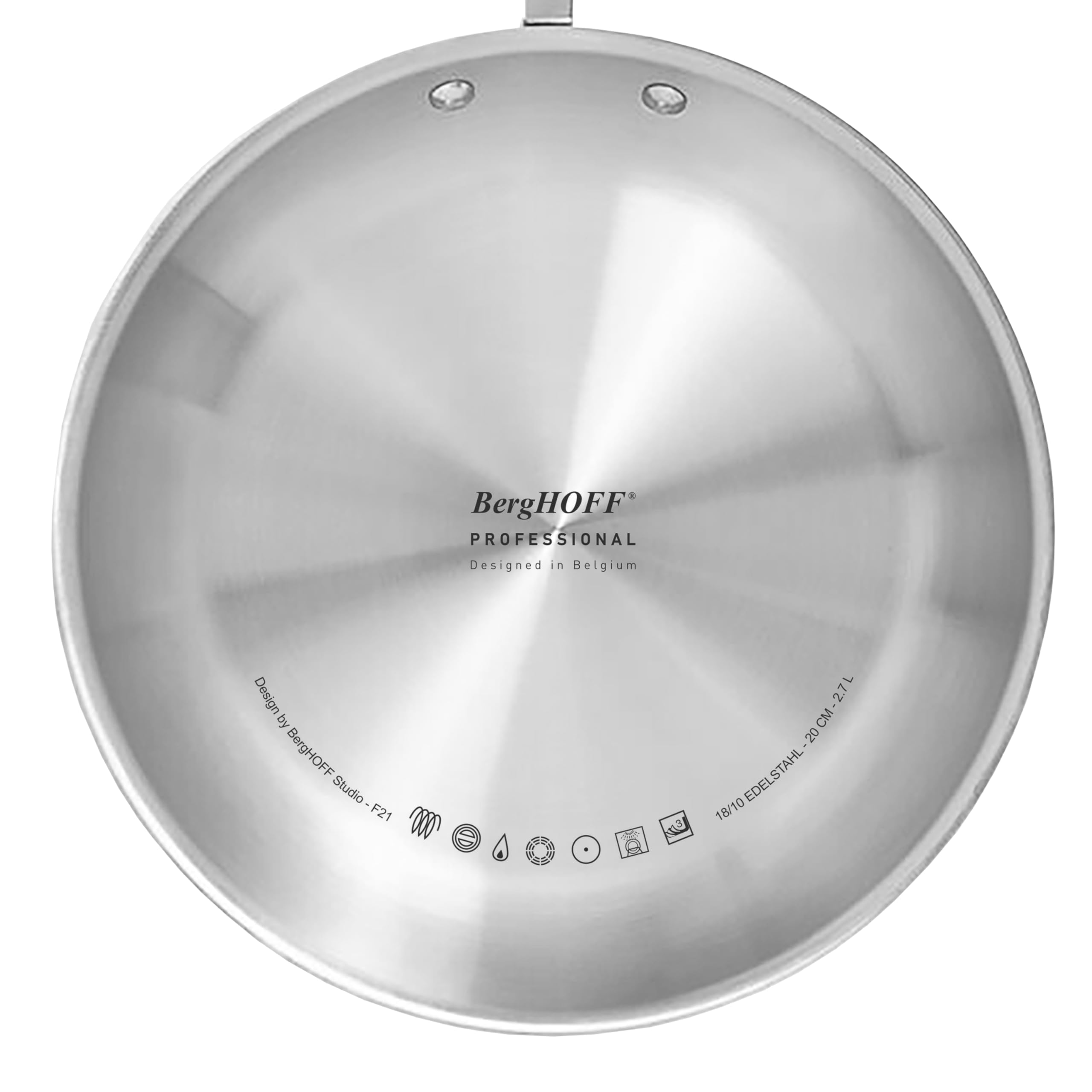 Berghoff Professional Tri-ply 18/10 Stainless Steel Frying Pan 10" Ergonomic Shaped Long Handle Induction Cooktop Fast & Even Heat Oven Safe Dishwasher Safe