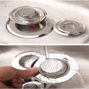 Drain Hair Catcher,Drain Stoper,Shower Drain Cover for Bathtub, Kitchen Sink Strainer, Stainless Steel Bathroom Sink, Drain Stopper with (2 PCS,4.5 in)