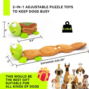 Dog Puzzle Toys - Dog Enrichment Squeaky Snuffle Treat Hiding Dispenser Toy Crinkle Chew Plush No Stuffing Durable Stuffed Toys for Boredom Dogs,Dog Toys for Medium Small Large Dog Puppy Doggy,Turtle