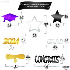 KatchOn, Congrats Grad Confetti 2024 - Pack of 1000 | Purple and Gold Graduation Decorations 2024 | Graduation Decorations Class of 2024 | 2024 Purple and Gold Graduation Confetti for Table Decor