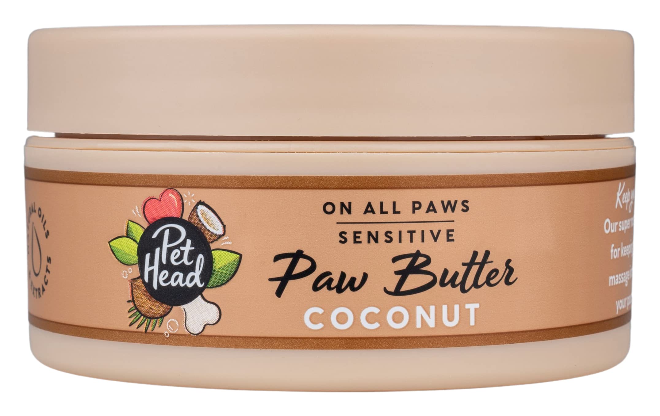 PET Head On All Paws Coconut Paw Butter 1.4 oz. Nourishing Paw Balm, Moisturizes Paws and Noses to Leave Them Soft and Crack-Free, Lickable, Gentle Formula for Puppies. Made in USA