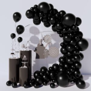 moukiween 130pcs black balloon garland arch kit, different size 18 12 10 5 inch party latex balloons kit for halloween, graduation, birthday party, wedding balloon decoration