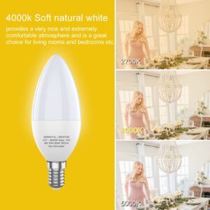 Sapiential Creation Chandelier Candelabra LED Light Bulbs E12 led Bulb Small Base 40 60W Equivalent B11 4000K Natural White Ceiling Fan Type B Candle Light Bulbs 120V Non Dimmable,6 Pack