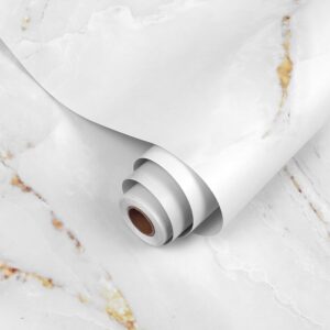 anmon marble contact paper for countertop 17.7" x 118", peel and stick wallpaper thick for cabinets, self adhesive waterproof wallpaper, removable matte white gold marble wall paper roll kitchen wall