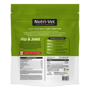 Nutri-Vet Hemp Hip & Joint Soft Chews for Dogs - with Glucosamine and MSM - Peanut Butter & Honey Flavor - 12.7 Ounces