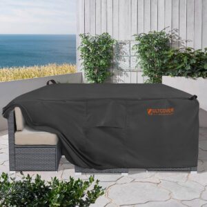 ULTCOVER Smart Selection Rectangular Patio Furniture Sectional Sofa Set Waterproof Outdoor Dining Table Cover 88x62 inch, Black