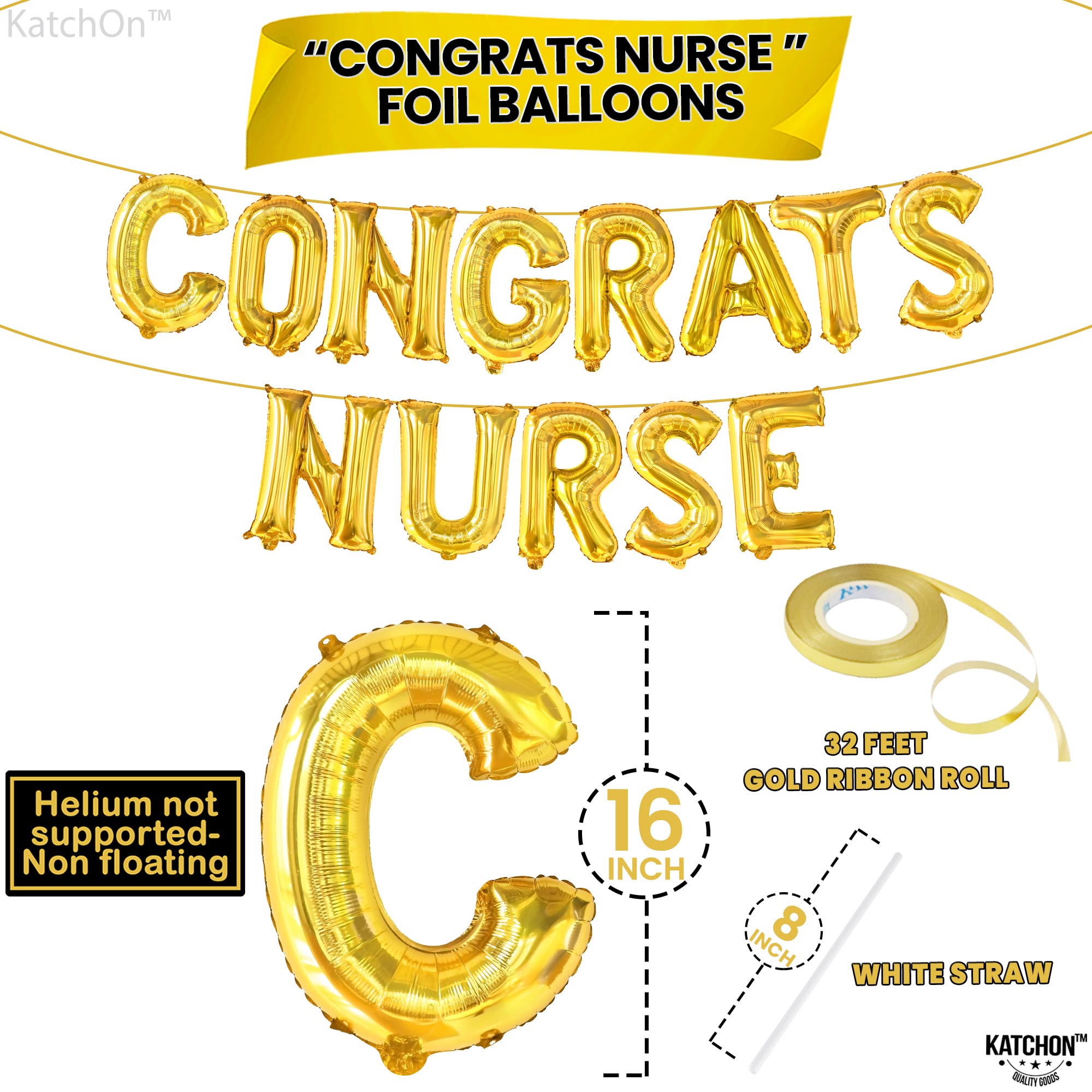 Katchon, Congrats Nurse Balloons Banner Set - 16 Inch, Pack Of 35 | Nurse Party Decorations, Nursing Graduation Decorations | Congratulations Nurse Balloons for Nurse Graduation Party Decorations