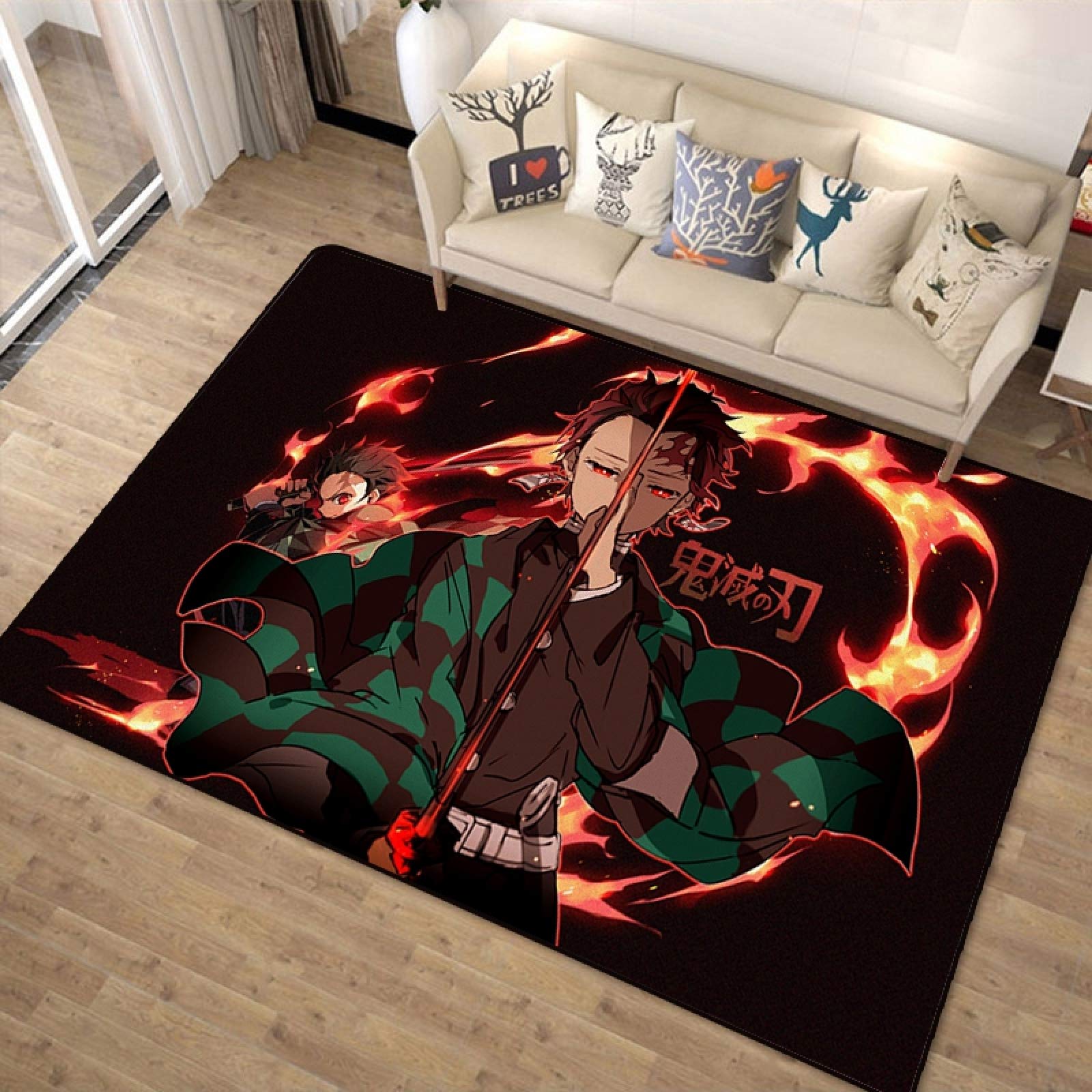 Demon Slayer Bedroom Living Room Big Size Area Rugs Home Art Anime Floor Mat Doormats Bathroom Floor Mats Exercise Mat Throw Rugs Carpet,A,40X60cm