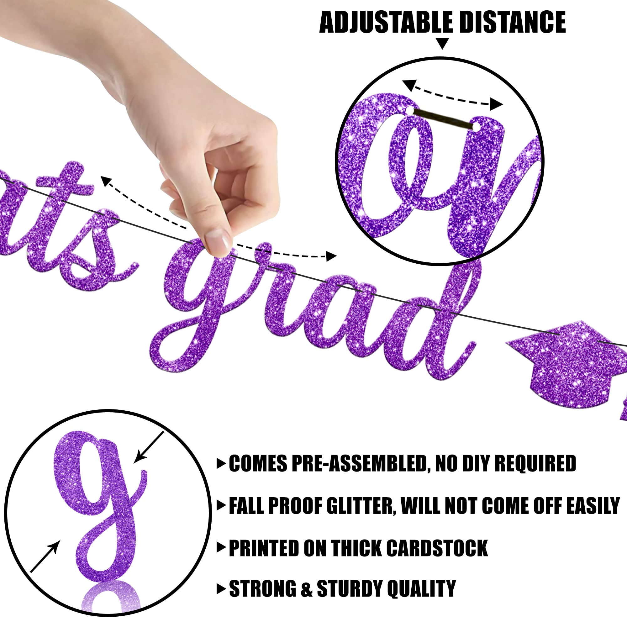 KatchOn, Glitter Congrats Grad Banner Purple - 10 Feet, No DIY Graduation Banner | Congratulations Banner, 2024 graduation party decorations | Graduation Backdrop, Graduation Decorations Class of 2024