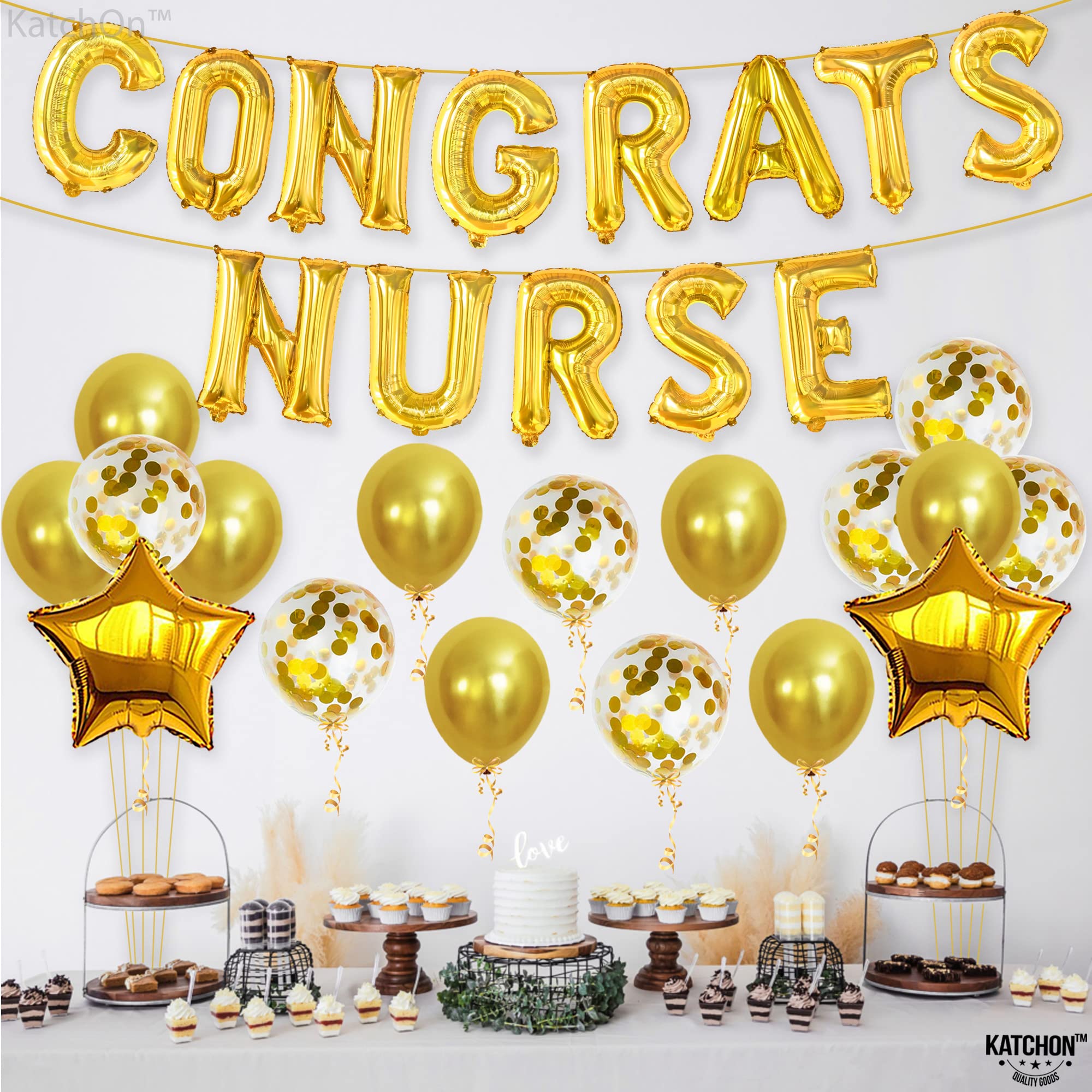 Katchon, Congrats Nurse Balloons Banner Set - 16 Inch, Pack Of 35 | Nurse Party Decorations, Nursing Graduation Decorations | Congratulations Nurse Balloons for Nurse Graduation Party Decorations