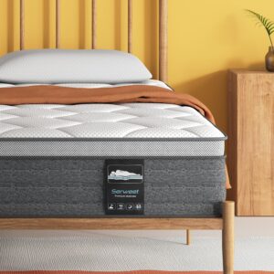 serweet 8 inch memory foam hybrid queen mattress - 5-zone pocket innersprings for motion isolation -heavier coils for durable support -medium firm -fiberglass-free - made in century-old factory