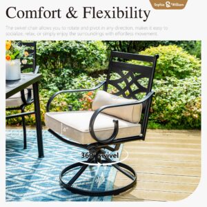 Sophia and William Patio Swivel Dining Chairs Set of 2, Outdoor Metal Armchairs, Outdoor Dining Chairs