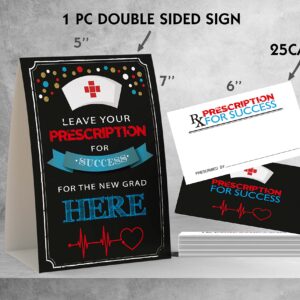 Please Leave Your Prescription for Success, 2023 Nurse Graduation Advice Cards and Sign(1+25 pk), Med School Graduation, Nurse Advice, Retirement(JYC023)