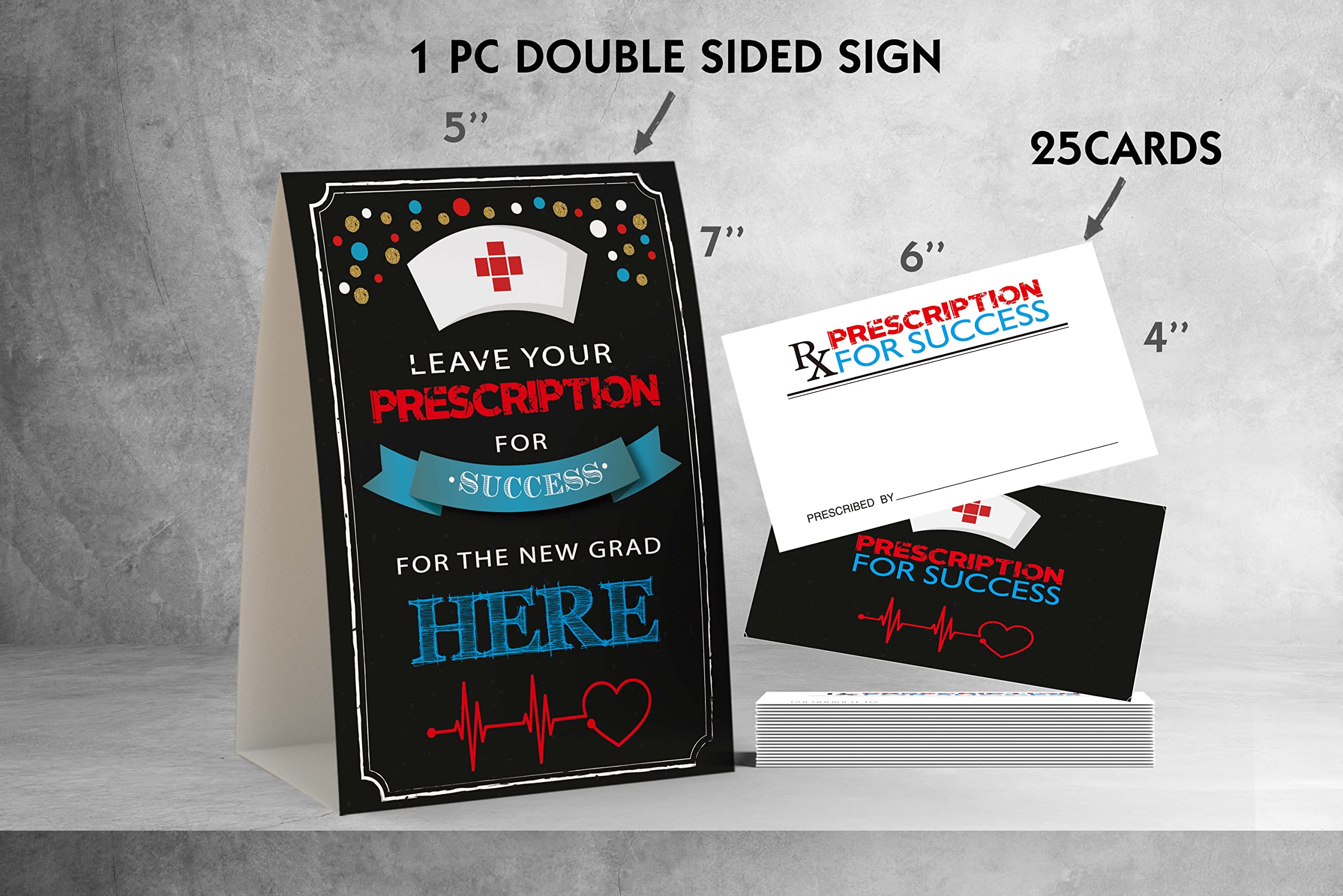 Please Leave Your Prescription for Success, 2023 Nurse Graduation Advice Cards and Sign(1+25 pk), Med School Graduation, Nurse Advice, Retirement(JYC023)