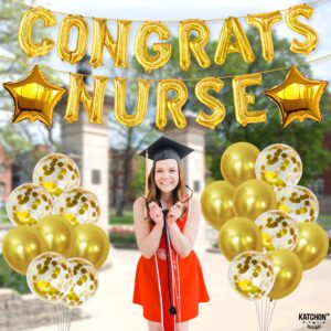 Katchon, Congrats Nurse Balloons Banner Set - 16 Inch, Pack Of 35 | Nurse Party Decorations, Nursing Graduation Decorations | Congratulations Nurse Balloons for Nurse Graduation Party Decorations