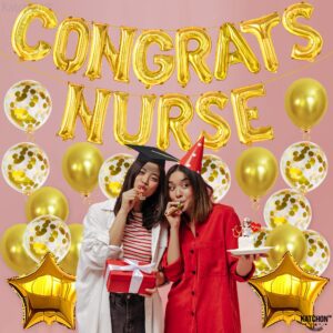 Katchon, Congrats Nurse Balloons Banner Set - 16 Inch, Pack Of 35 | Nurse Party Decorations, Nursing Graduation Decorations | Congratulations Nurse Balloons for Nurse Graduation Party Decorations