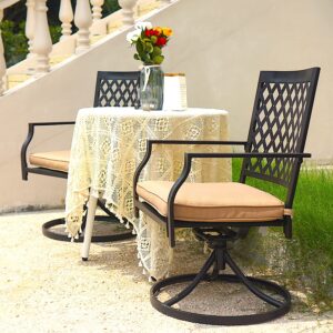 MEOOEM 2 Piece Patio Swivel Dining Chairs, Gift for Christmas, Outdoor Furniture Set for Garden Backyard Bistro