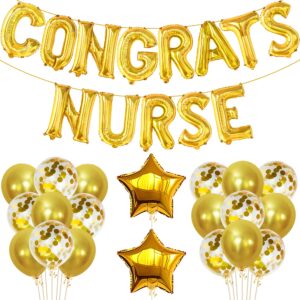 katchon, congrats nurse balloons banner set - 16 inch, pack of 35 | nurse party decorations, nursing graduation decorations | congratulations nurse balloons for nurse graduation party decorations