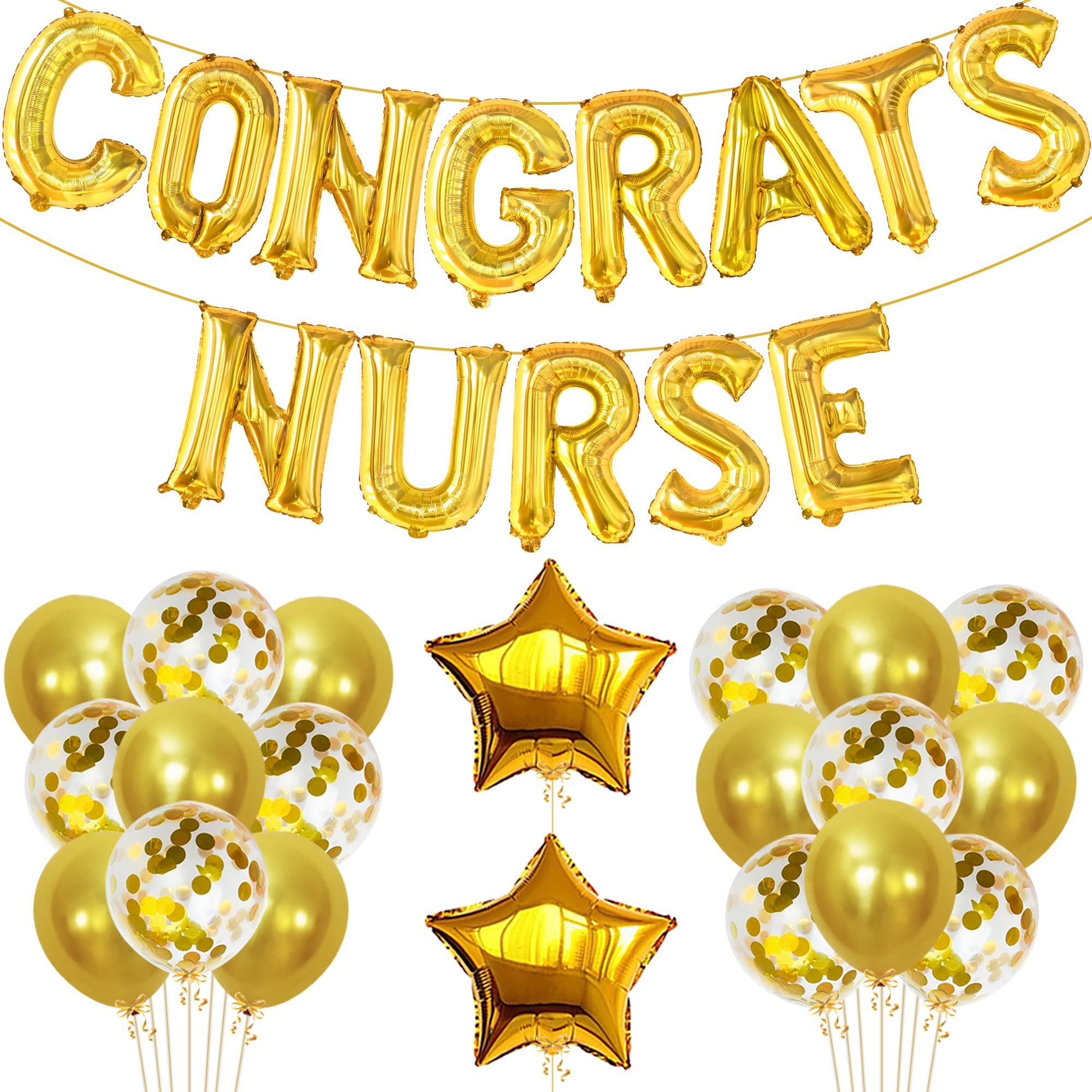 Katchon, Congrats Nurse Balloons Banner Set - 16 Inch, Pack Of 35 | Nurse Party Decorations, Nursing Graduation Decorations | Congratulations Nurse Balloons for Nurse Graduation Party Decorations