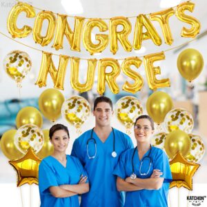 Katchon, Congrats Nurse Balloons Banner Set - 16 Inch, Pack Of 35 | Nurse Party Decorations, Nursing Graduation Decorations | Congratulations Nurse Balloons for Nurse Graduation Party Decorations