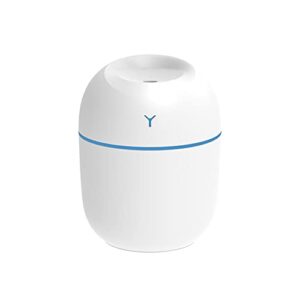 Portable Mini Humidifier, 220ml Small Cool Mist Humidifier, USB Personal Desktop Humidifier for Baby Bedroom Travel Office Home, Auto Shut-Off, 2 Mist Modes, Super Quiet (White)