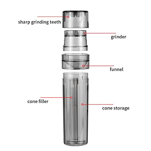 Portable Herb Spice Grinder Cone Rolling Machine Cone Case All-in-One Cone Loader Pre Roll Machine Free for 12 Pre-Roll Cones