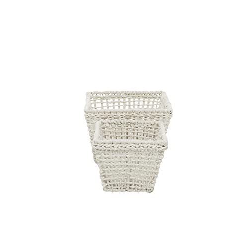 Deco 79 Farmhouse Cotton Storage Basket, 9", 8"H, White